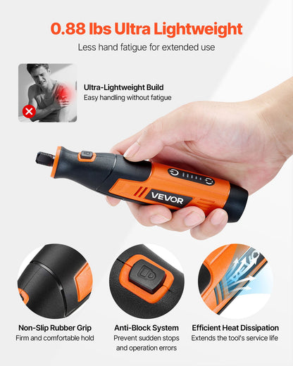 73-Piece Cordless Rotary Tool Kit, DC4V Portable Mini Power Rotary Tool, 5-Level Speed 7000-20000 RPM Multi-Purpose DIY Tools for Engraving, Sanding, Polishing, Carving, Cutting, DIY Crafts