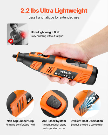 119-Piece Cordless Rotary Tool Kit, DC12V Portable Mini Power Rotary Tool, 28-Level Speed 5000-32000 RPM Multi-Purpose DIY Tools for Engraving, Sanding, Polishing, Carving, Cutting, DIY Crafts