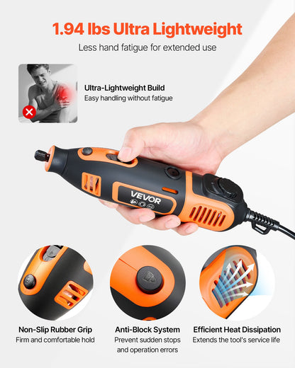 84-Piece Rotary Tool Kit, 200W Mini Power Rotary Tool Corded , 6-Level Speed 8000-40000 RPM Multi-Purpose DIY Tools for Engraving, Sanding, Polishing, Carving, Grinding, Cutting, DIY Crafts