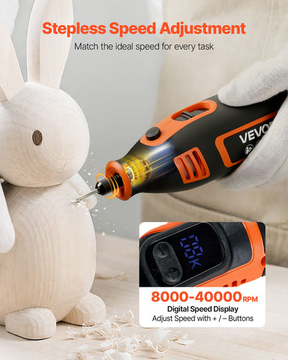 51-Piece Rotary Tool Kit, 200W Mini Power Rotary Tool Corded, 8000-40000RPM Multi-Purpose DIY Tools with Universal Chuck for Engraving, Sanding, Grinding, Polishing, Cutting, DIY Crafts