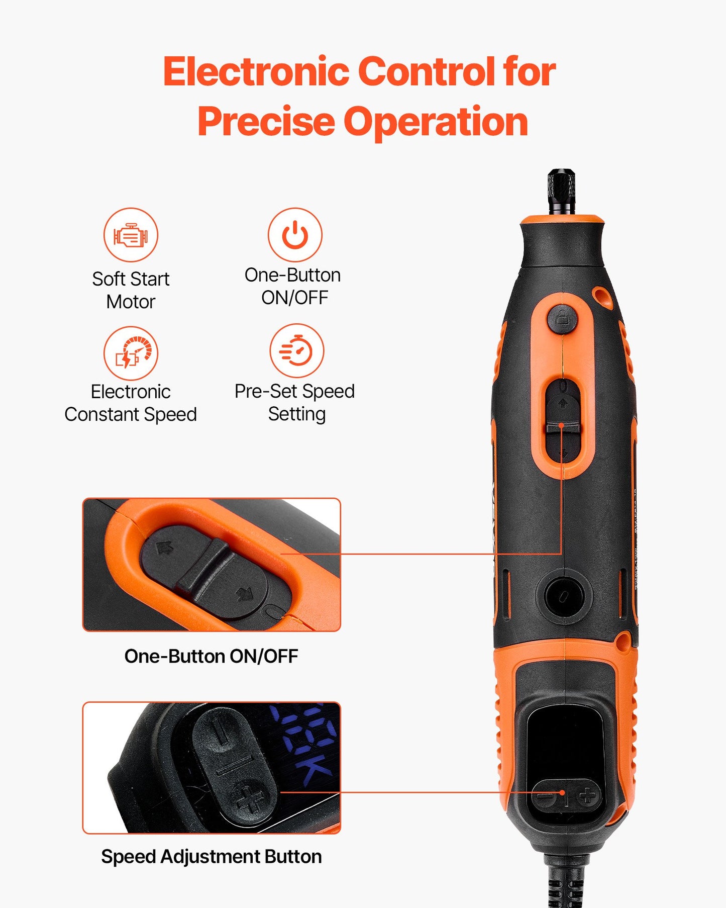51-Piece Rotary Tool Kit, 200W Mini Power Rotary Tool Corded, 8000-40000RPM Multi-Purpose DIY Tools with Universal Chuck for Engraving, Sanding, Grinding, Polishing, Cutting, DIY Crafts
