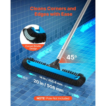 Poolborstehuvud, 508 mm skurborstar med nylonborst och aluminiumstångskoppling, kraftigt böjt borsthuvud för rengöring av nedgrävda/ovanmarksbaserade poolväggar, stång ingår ej |  EU