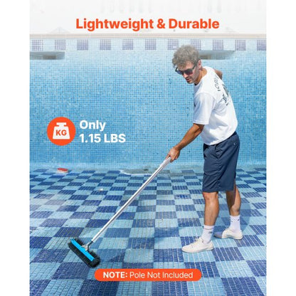 Poolborstehuvud, 508 mm skurborstar med nylonborst och aluminiumstångskoppling, kraftigt böjt borsthuvud för rengöring av nedgrävda/ovanmarksbaserade poolväggar, stång ingår ej |  EU