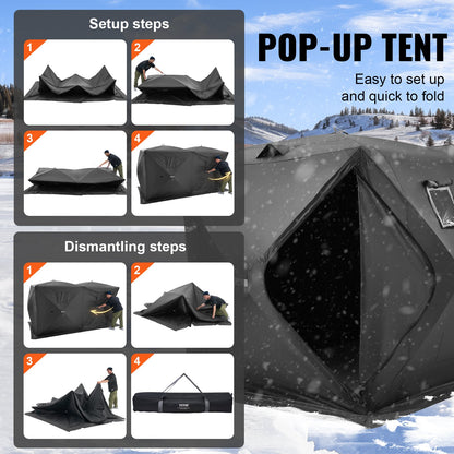 6-8 personer Ourdoor Portable Ice Shelter Pop-Up Ice Fishing Shanty Tält