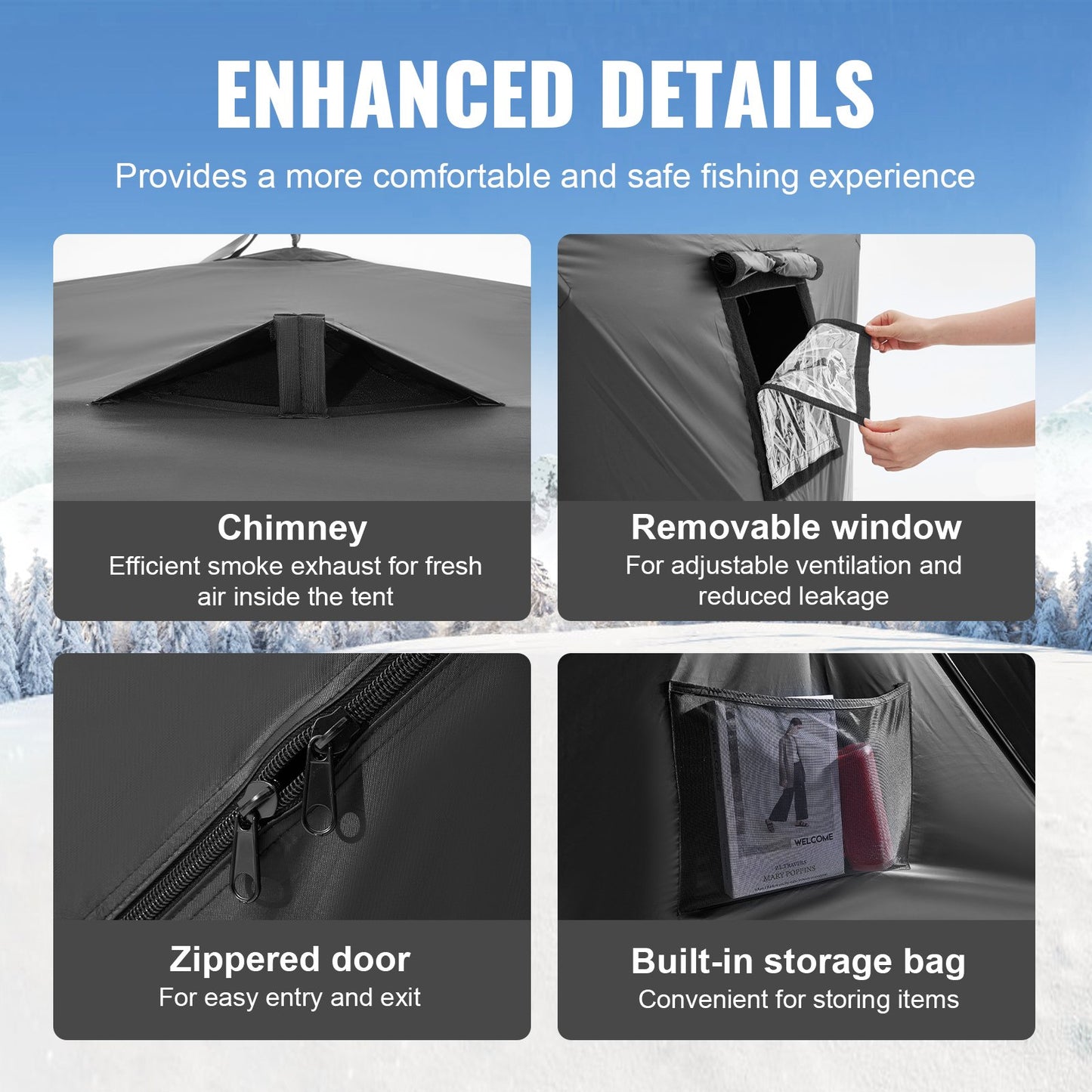 6-8 personer Ourdoor Portable Ice Shelter Pop-Up Ice Fishing Shanty Tält