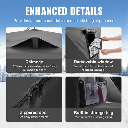 6-8 personer Ourdoor Portable Ice Shelter Pop-Up Ice Fishing Shanty Tält