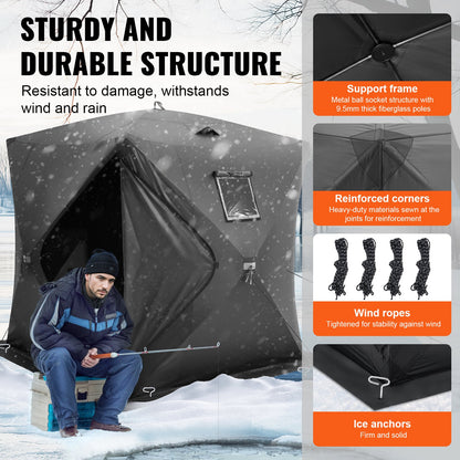 3-4 personer Ourdoor Portable Ice Shelter Pop-Up Ice Fishing Shanty Tält