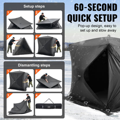 3-4 personer Ourdoor Portable Ice Shelter Pop-Up Ice Fishing Shanty Tält