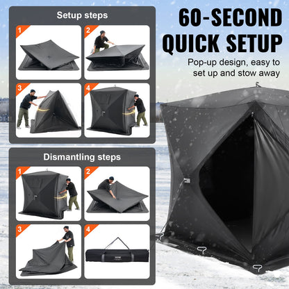 3-4 personer Ourdoor Portable Ice Shelter Pop-Up Ice Fishing Shanty Tält