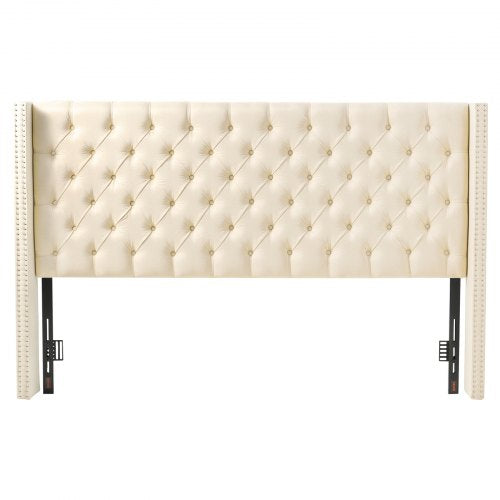 Headboard, King Size Headboard with Adjustable Height, Comfortable Diamond Tufted for King Size Bed, W84.1 x H (54.33-60.24) x D 8.27 in, Ideal for Bedroom, Hotel, Homestay, Dormitory, Cream