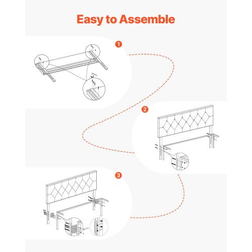 Huvudgavel för dubbelsäng med justerbar höjd Svamp och tyg grå