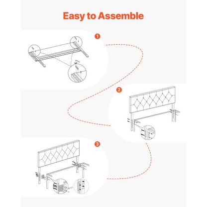 Huvudgavel för dubbelsäng med justerbar höjd Svamp och tyg grå