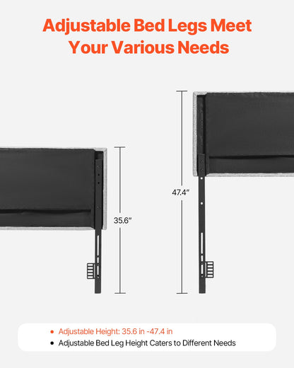 Headboard, Full Size Headboard with Adjustable Height, Comfortable Diamond Tufted for Full Size Bed, W 56.3 x H（35.6-47.4）inches, Ideal for Bedroom, Hotel, Homestay, Dormitory, Light Grey