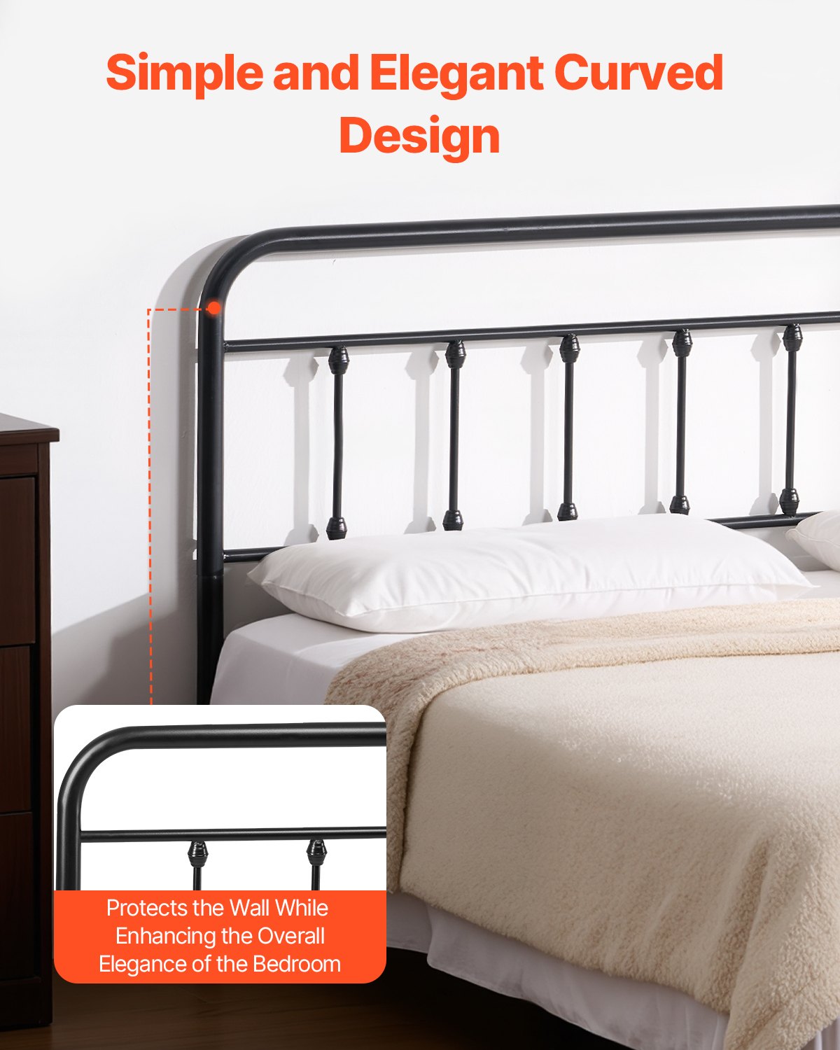 Metal Headboard, Queen Size Headboard with Adjustable Height, Metal Headboard for Queen Size Bed, W59.65 x H40.55 x D1.5 inches, Ideal for Bedroom, Hotel, Homestay, Dormitory, Black