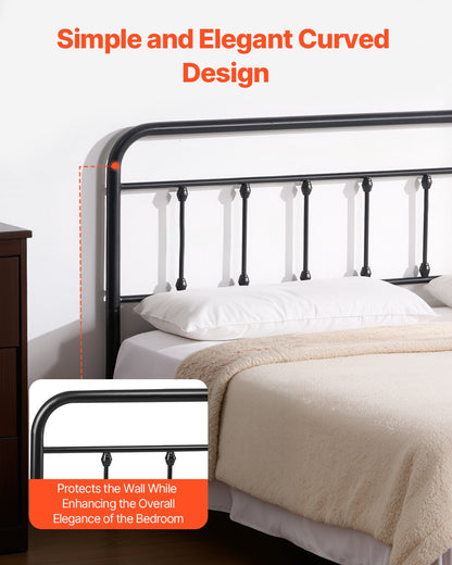 Metal Headboard, Queen Size Headboard with Adjustable Height, Metal Headboard for Queen Size Bed, W59.65 x H40.55 x D1.5 inches, Ideal for Bedroom, Hotel, Homestay, Dormitory, Black