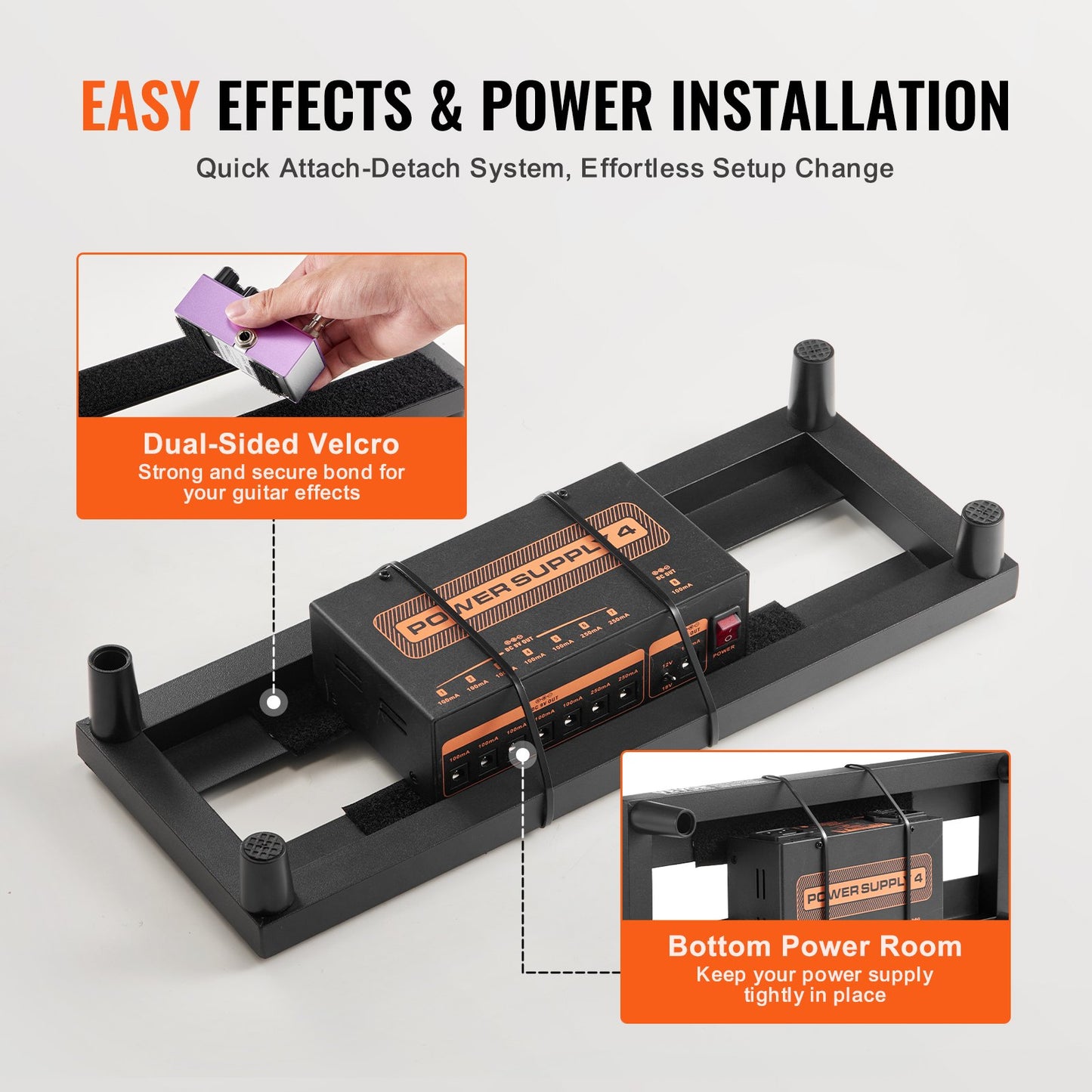 Guitar Pedal Board, 15'' x 5,7'', aluminiumlegering 0,8 lbs Superlätta gitarreffekter Pedalboard med bärväska Högkvalitets kardborreband med fast axelrem, rymmer 4-6 gitarrpedaler, liten