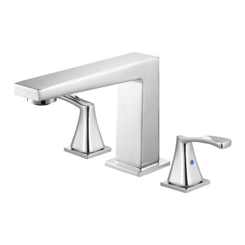 Roman Tub Faucet, 3 Hole Waterfall Bathtub Faucet, Bath Tubs Faucets Set with 2 Handles, Roman Tub Faucets Deck Mount for Pet Washing, Baby Care, Adult Bathing, Silver, Right-Angle Tub Faucet