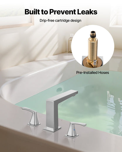 Roman Tub Faucet, 3 Hole Waterfall Bathtub Faucet, Bath Tubs Faucets Set with 2 Handles, Roman Tub Faucets Deck Mount for Pet Washing, Baby Care, Adult Bathing, Silver, Right-Angle Tub Faucet