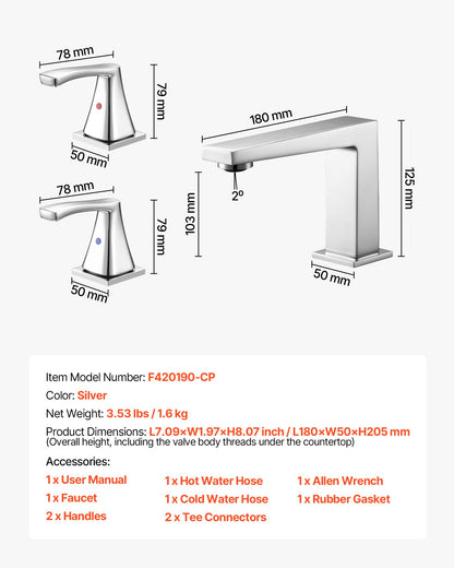 Roman Tub Faucet, 3 Hole Waterfall Bathtub Faucet, Bath Tubs Faucets Set with 2 Handles, Roman Tub Faucets Deck Mount for Pet Washing, Baby Care, Adult Bathing, Silver, Right-Angle Tub Faucet