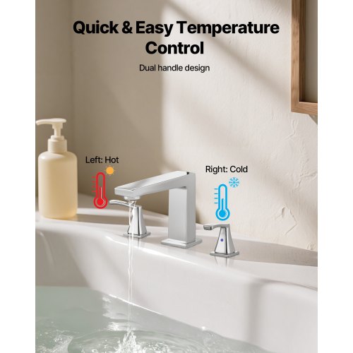 romersk badkarsblandare, 3-håls vattenfallsblandare, badkarsblandare set med 2 handtag, romerska badkarsblandare däckmonterade för husdjurstvätt, babyvård, vuxenbad, silver, rätvinklig pipdesign |  EU