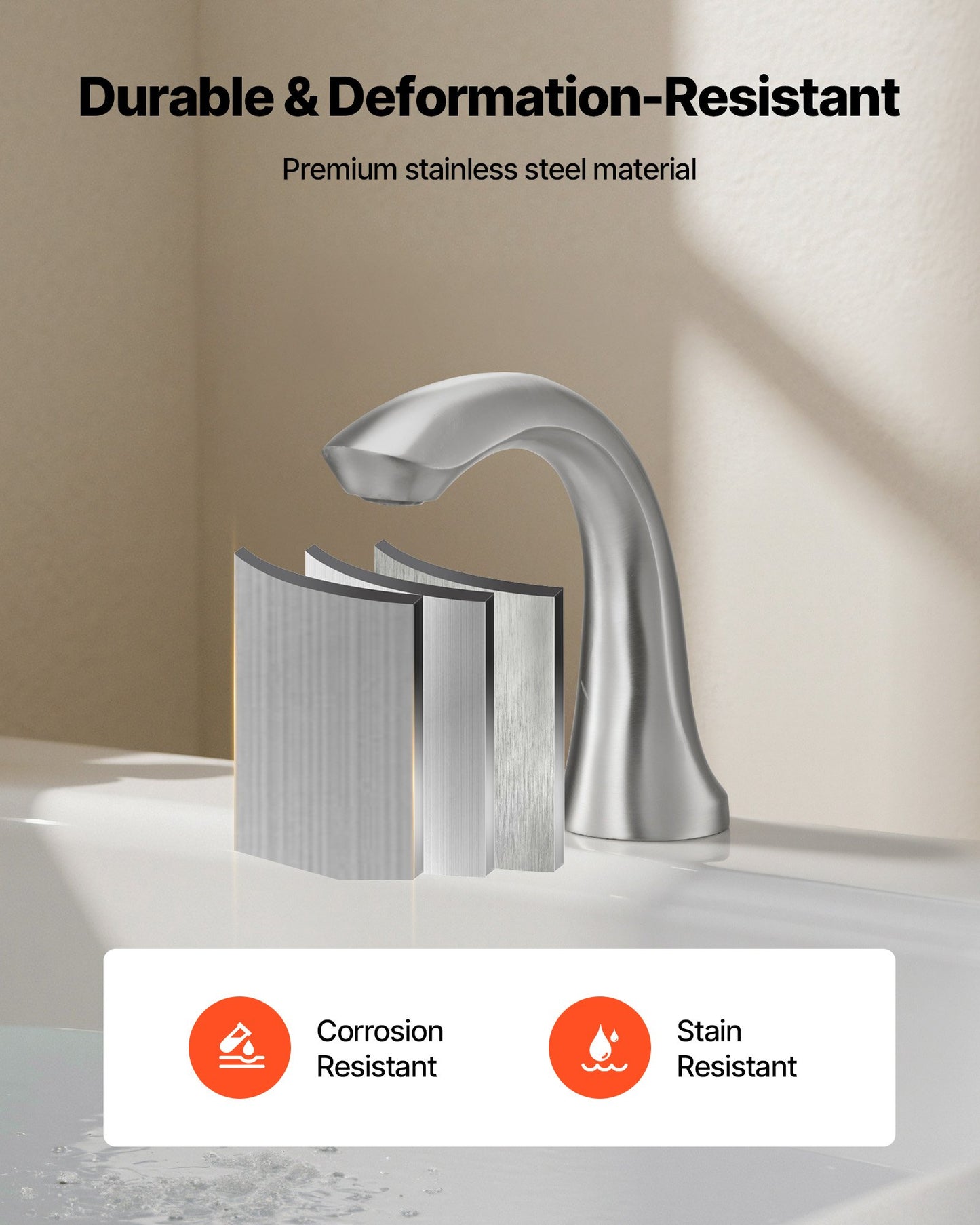 Roman Tub Faucet, 3 Hole Waterfall Bathtub Faucet, Gooseneck Bath Tubs Faucets Set with 2 Handles, Deck Mount Bath Tub Faucets Set for Pet Washing, Adult Bathing, Brushed Stainless Steel