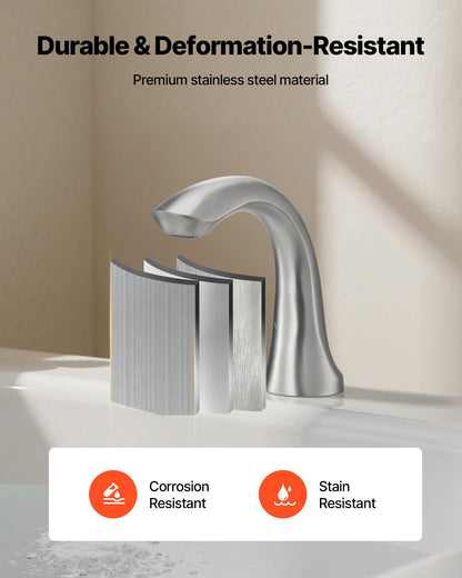 Roman Tub Faucet, 3 Hole Waterfall Bathtub Faucet, Gooseneck Bath Tubs Faucets Set with 2 Handles, Deck Mount Bath Tub Faucets Set for Pet Washing, Adult Bathing, Brushed Stainless Steel