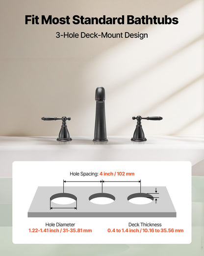 Roman Tub Faucet, 3 Hole Waterfall Bathtub Faucet, Gooseneck Bath Tubs Faucets Set with 2 Handles, Roman Tub Faucets Deck Mount for Pet Washing, Adult Bathing, Bronze, Temperature Control