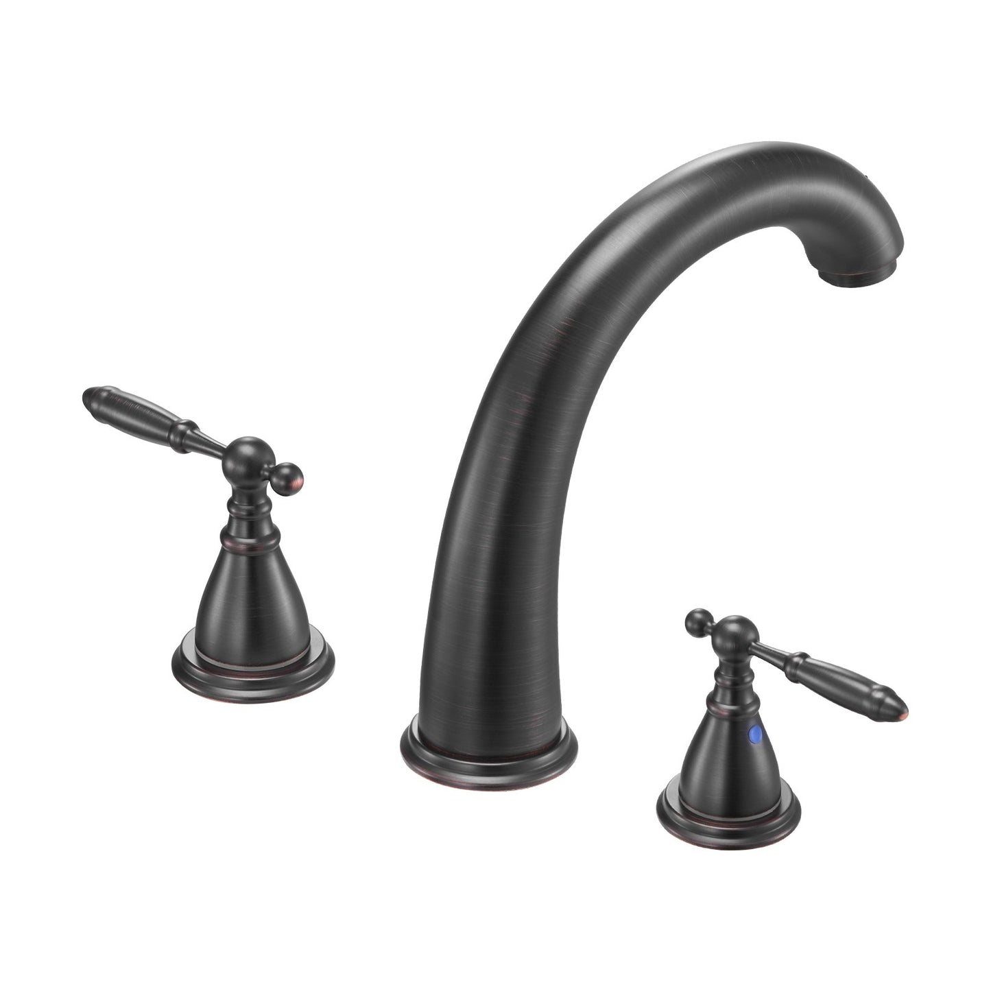 Roman Tub Faucet, 3 Hole Waterfall Bathtub Faucet, Gooseneck Bath Tubs Faucets Set with 2 Handles, Roman Tub Faucets Deck Mount for Pet Washing, Adult Bathing, Bronze, Temperature Control