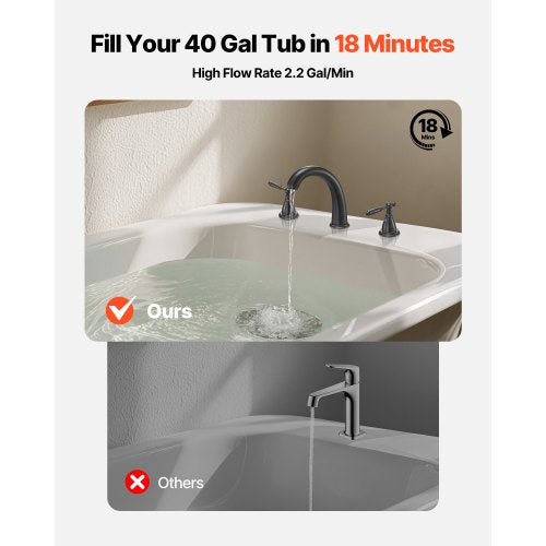 romersk badkarsblandare, badkarsblandare med svanhals och 2 handtag, romerska badkarsblandare för däckmontering för babyvård, vuxenbad, badkarsblandare med 3 hål och vattenfall, brons, design med hög båge |  EU