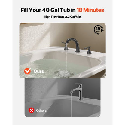 romersk badkarsblandare, badkarsblandare med svanhals och 2 handtag, romerska badkarsblandare för däckmontering för babyvård, vuxenbad, badkarsblandare med 3 hål och vattenfall, brons, design med hög båge |  EU