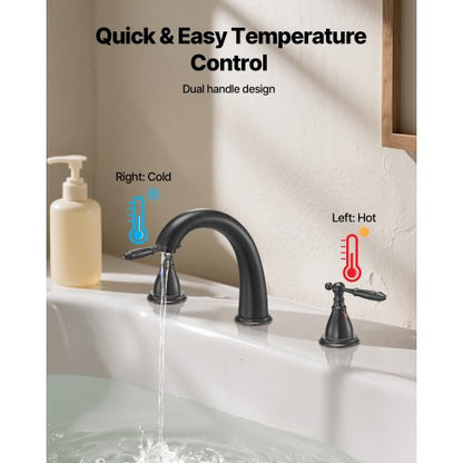 romersk badkarsblandare, badkarsblandare med svanhals och 2 handtag, romerska badkarsblandare för däckmontering för babyvård, vuxenbad, badkarsblandare med 3 hål och vattenfall, brons, design med hög båge |  EU