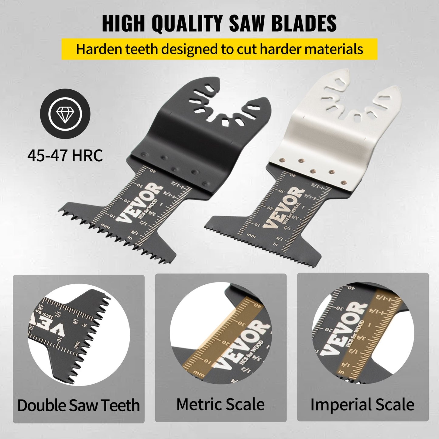 50PCS Oscillating Saw Blades, Quick Release Multitool Blades Kit, HCS Tool Blades for Wood Plastic Metal Nail Bolts, Compatible with Dewalt Dremel Fein Worx Bosch Makita Milwaukee
