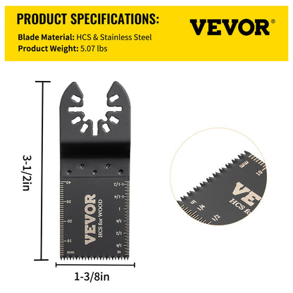 100PCS Oscillating Saw Blades, Quick Release Multitool Blades Kit, HCS Tool Blades for Wood Plastic, Compatible with Dewalt Dremel Fein Worx Bosch Makita Milwaukee