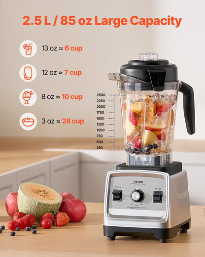 Blender for Smoothies, 85 oz 1400W, Professional Blender with Powerful Motor, Multi-Functional Food Processing Blender with 2 Cups for Smoothie/Milkshake/Juice, Fits for Kitchen