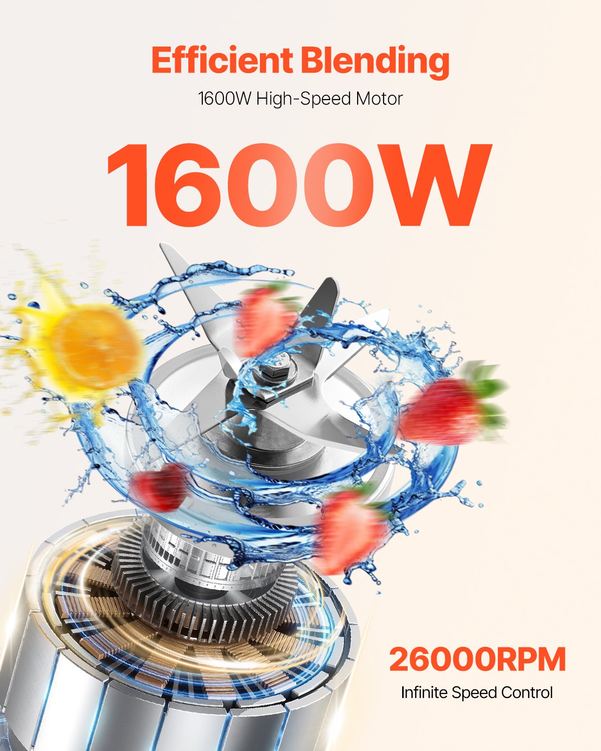 85 oz 1400W Mixer für Smoothies Lebensmittelzubereitung Mixer für die Küche