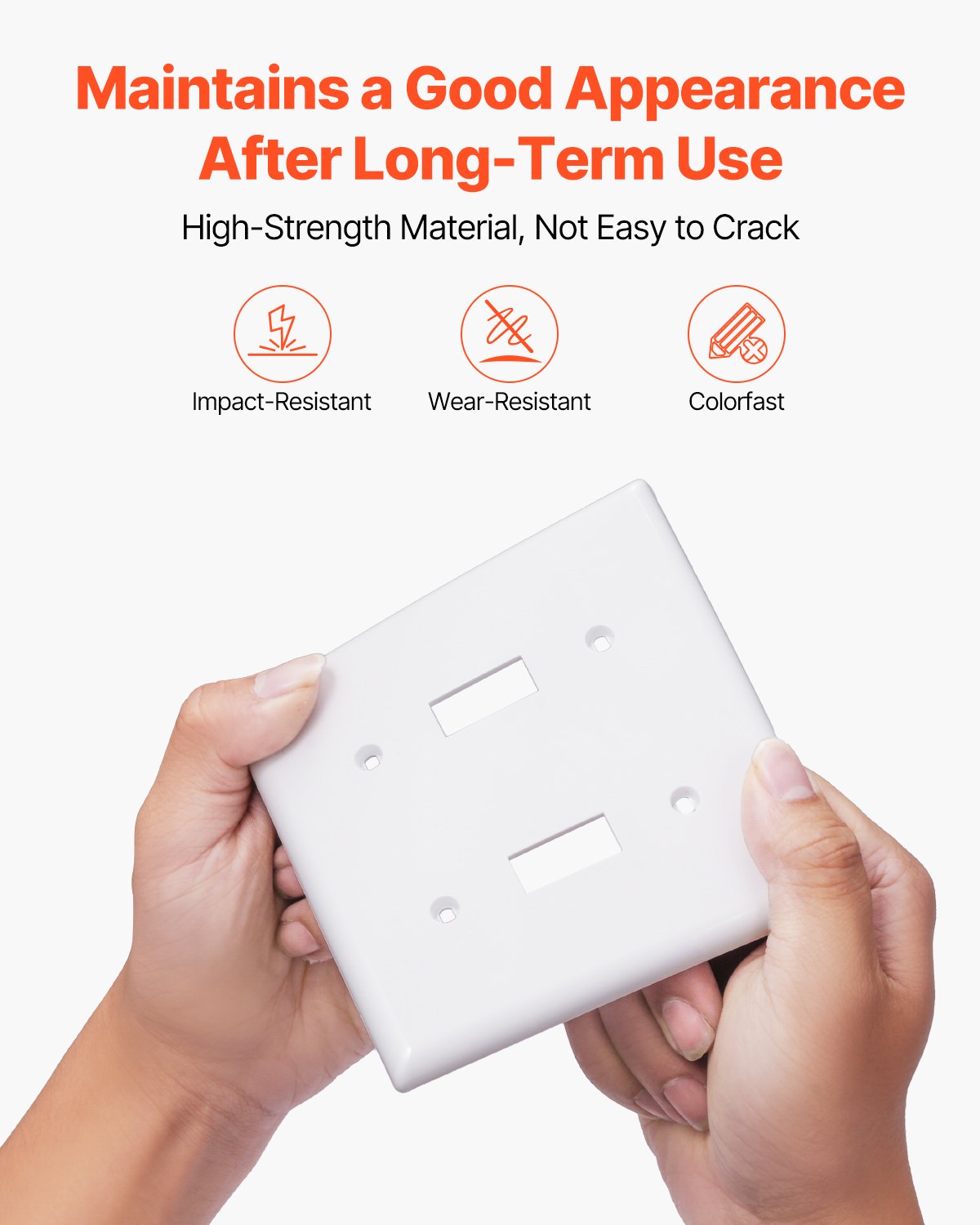 Toggle Light Switch Wall Plates, 2-Gang Switch Electrical Outlet Covers, Standard Size 4.61in L x 4.53in H Unbreakable Polycarbonate Thermoplastic Faceplate for Receptacle Outlet&Switch(5 Pack, White)