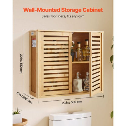 Badrumsskåp, 2 dörrar och justerbar hylla med 3 höjdnivåer, Förvaring över toaletten Medicinskåp Väggmonterad, Hängande Organizer med Hyllor för Tvättstuga Kök Toalett |  EU