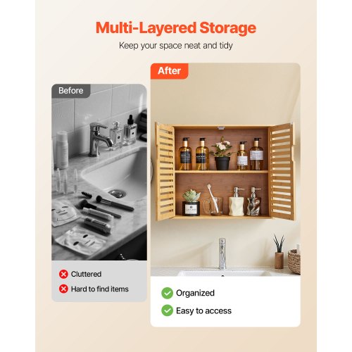 Badrumsskåp, 2 dörrar och justerbar hylla med 3 höjdnivåer, Förvaring över toaletten Medicinskåp Väggmonterad, Hängande Organizer med Hyllor för Tvättstuga Kök Toalett |  EU