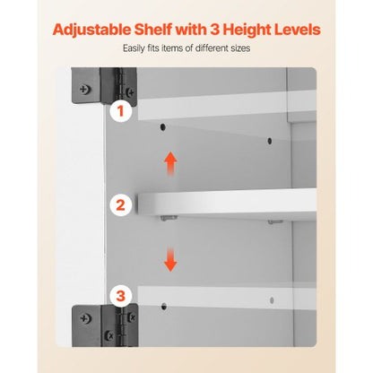 Badrumsväggskåp, 2 dörrar och justerbar hylla, Förvaring över toaletten Medicinskåp Väggmonterat, Hängande Organiserare med Låda och Öppen Skiljevägg för Tvättstuga Kök Toalett, Vit |  EU