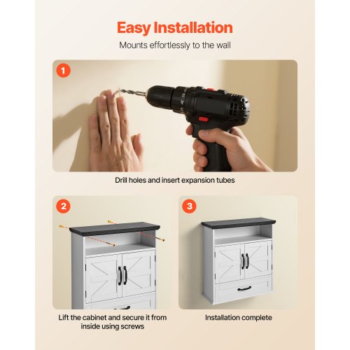 Badrumsväggskåp, 2 dörrar och justerbar hylla, Förvaring över toaletten Medicinskåp Väggmonterat, Hängande Organiserare med Låda och Öppen Skiljevägg för Tvättstuga Kök Toalett, Vit |  EU