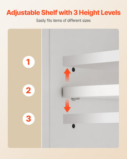 Bathroom Wall Cabinet, 2 Doors & Adjustable Shelf, Over the Toilet Storage Medicine Cabinet Wall Mounted, Hanging Organizer with Shelves & Open Partition for Laundry Room Kitchen Restroom, White