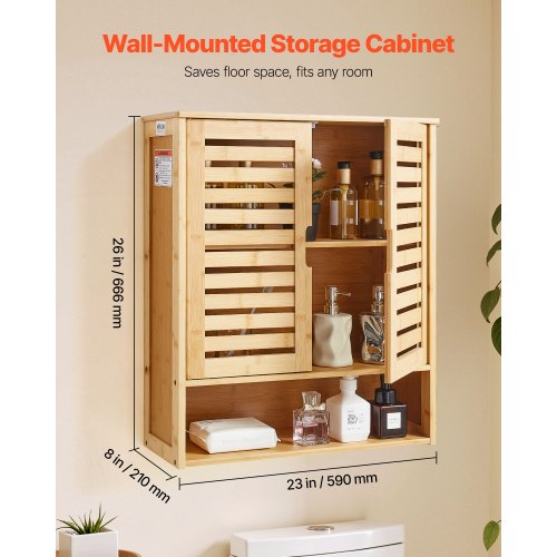 Badrumsskåp med 2 dörrar och justerbar hylla, Förvaring över toaletten Medicinskåp Väggmonterad, Hängande Organiserare med Hyllor och Öppen Skiljevägg för Tvättstuga Kök Toalett |  EU