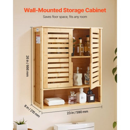 Badrumsskåp med 2 dörrar och justerbar hylla, Förvaring över toaletten Medicinskåp Väggmonterad, Hängande Organiserare med Hyllor och Öppen Skiljevägg för Tvättstuga Kök Toalett |  EU