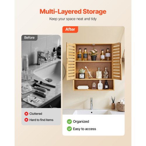 Badrumsskåp med 2 dörrar och justerbar hylla, Förvaring över toaletten Medicinskåp Väggmonterad, Hängande Organiserare med Hyllor och Öppen Skiljevägg för Tvättstuga Kök Toalett |  EU