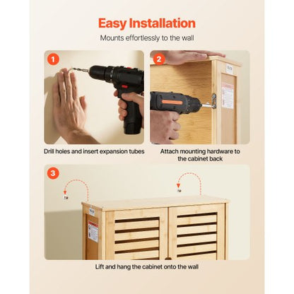 Badrumsskåp med 2 dörrar och justerbar hylla, Förvaring över toaletten Medicinskåp Väggmonterad, Hängande Organiserare med Hyllor och Öppen Skiljevägg för Tvättstuga Kök Toalett |  EU