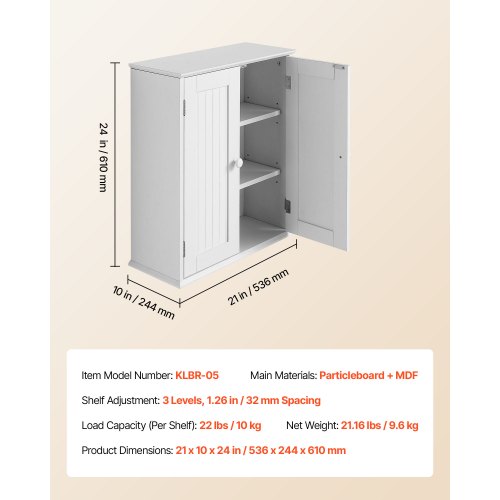 Badrumsväggskåp, 2 dörrar och justerbar hylla, Förvaring över toaletten Medicinskåp Väggmonterat, Platsbesparande Hängande Organiserare med Hyllor för Tvättstuga Kök Toalett, Vit |  EU