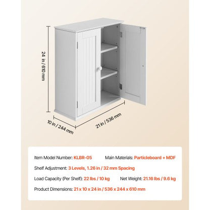 Badrumsväggskåp, 2 dörrar och justerbar hylla, Förvaring över toaletten Medicinskåp Väggmonterat, Platsbesparande Hängande Organiserare med Hyllor för Tvättstuga Kök Toalett, Vit |  EU