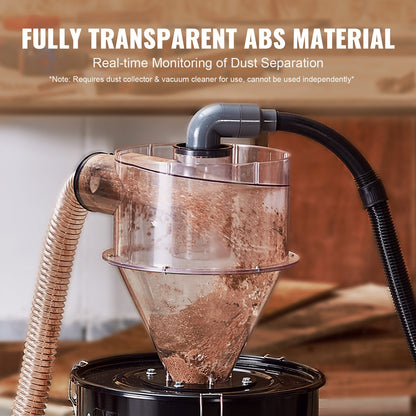 Cyclone Dust Separator Vacuum Cleaner Separator 4" for 18.9-37.85L tank