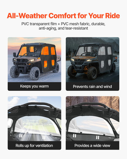 Cab Enclosure Upper Doors, Compatible with Can-Am Maverick X3 2-Seater 2017-2025, Soft Upper Doors, Windproof Upgraded Zipper UTV Soft Side Window Kit, Work with Side Mirrors and Windshields