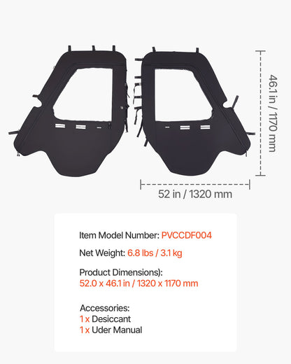 Cab Enclosure Upper Doors, Compatible with Hisun 500 700/Axis 500 700, Soft Upper Doors, Windproof & Waterproof Upgraded Zipper UTV Soft Side Window Kit, Work with Side Mirrors and Windshields
